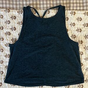 Beyond Yoga cropped teal space dye tank with twist back